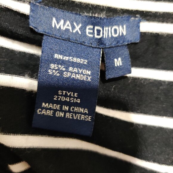 Max Edition Womens Skirt Maxi Long Stretch Modest Striped Black White Blue Sz M - Picture 3 of 3